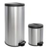 eyely MPH1003B Mayer Round 8-Gallon Step-Open Trash Can with Free Mini Trash Can, Fingerprint-Proof, Soft Close, Bedroom, Bathroom, Kitchen, Large: 7.9 Gallon, Small: 1.3 Gallon, Silver view 1