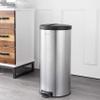 eyely MPH1003B Mayer Round 8-Gallon Step-Open Trash Can with Free Mini Trash Can, Fingerprint-Proof, Soft Close, Bedroom, Bathroom, Kitchen, Large: 7.9 Gallon, Small: 1.3 Gallon, Silver view 2