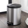 eyely MPH1003B Mayer Round 8-Gallon Step-Open Trash Can with Free Mini Trash Can, Fingerprint-Proof, Soft Close, Bedroom, Bathroom, Kitchen, Large: 7.9 Gallon, Small: 1.3 Gallon, Silver view 3
