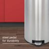 eyely MPH1003B Mayer Round 8-Gallon Step-Open Trash Can with Free Mini Trash Can, Fingerprint-Proof, Soft Close, Bedroom, Bathroom, Kitchen, Large: 7.9 Gallon, Small: 1.3 Gallon, Silver view 4