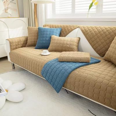 ALABOW Couch Covers Sectional L Shape Sofa Cover Pure Color Dutch Velvet Couch Cover 3 2 4 1 Seater Nordic Modern Sofa Slipcover Quilted Non-Slip Furniture Protector(#14,90x180cm)