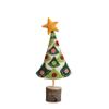 7" L x 2-1/2"W x 18" H Handmade Wool Felt Tree w/Star, Applique, Embroidery & Wood Slice Base, Multi Color view 1
