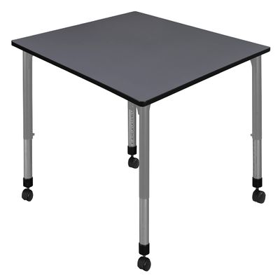 Romig Kee 42 in. Square Height Adjustable Mobile Classroom Activity Table- Grey Top & Grey Base