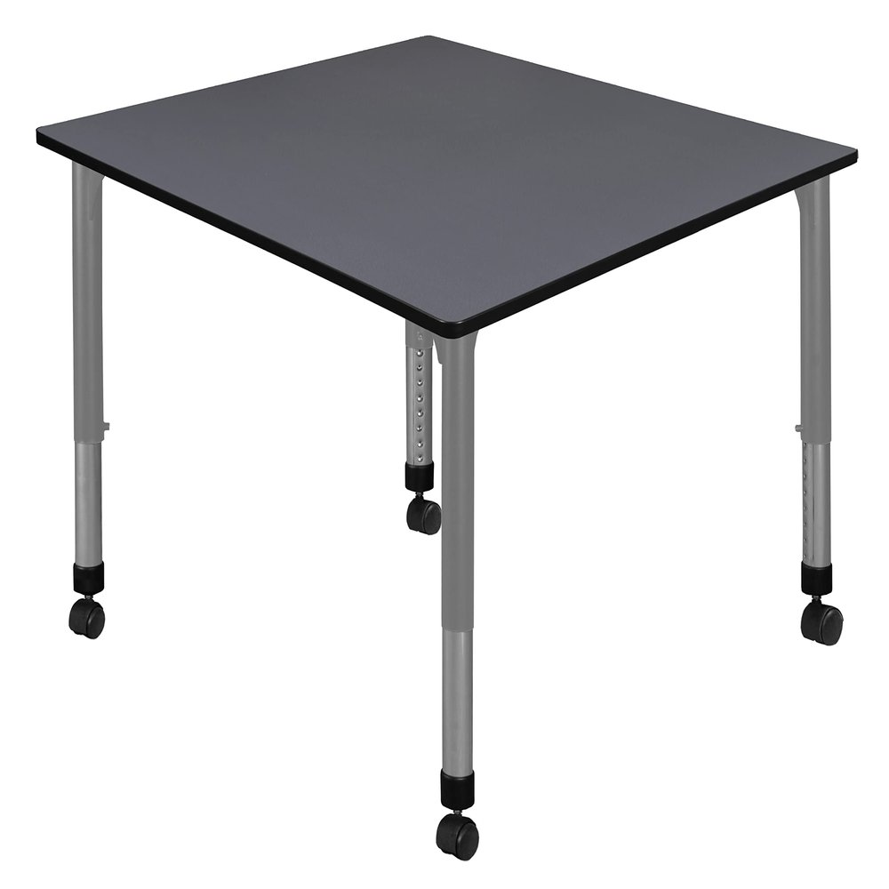 Romig Kee 42 in. Square Height Adjustable Mobile Classroom Activity Table- Grey Top & Grey Base