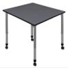 Romig Kee 42 in. Square Height Adjustable Mobile Classroom Activity Table- Grey Top & Grey Base view 1