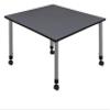 Romig Kee 42 in. Square Height Adjustable Mobile Classroom Activity Table- Grey Top & Grey Base view 4