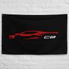2022 2023 Sports Car Red C8 Outline Silhouette 8th Gen Vette Driver Garage Office Man Cave Banner Flag 34.5" x 56" view 1
