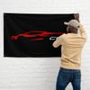 2022 2023 Sports Car Red C8 Outline Silhouette 8th Gen Vette Driver Garage Office Man Cave Banner Flag 34.5" x 56" view 3