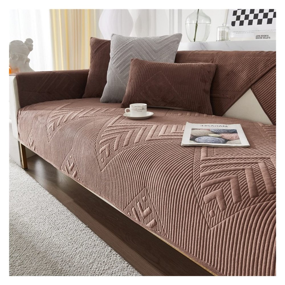 ALABOW Couch Covers Sectional L Shape Sofa Cover Pure Color Dutch Velvet Couch Cover 3 2 4 1 Seater Nordic Modern Sofa Slipcover Quilted Non-Slip Furniture Protector(X,70x180cm)