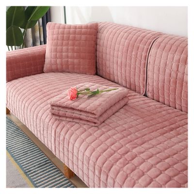 ALABOW Couch Covers Sectional L Shape Sofa Cover Pure Color Dutch Velvet Couch Cover 3 2 4 1 Seater Nordic Modern Sofa Slipcover Quilted Non-Slip Furniture Protector(V,70x90cm)