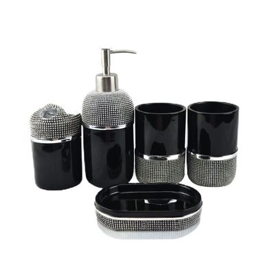 NOBRIM Bathroom Accessory 5/6pieces Polyresin Bathroom Wash Set Lotion Dispenser Toothbrush Holder Cotton Jar Tray Tumbler Cup Bathroom Accessory Set Bathroom Wash Set