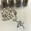 12pcs Our Lady Guadalupe Scented Rosary in Glass Gold Jar Bottle Beads Red Beaded Rosary Crucifix Necklace Virgin Mary Party Favors Recuerdos De Mi Bautizo Baptism Communion (White Silver) view 3