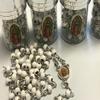 12pcs Our Lady Guadalupe Scented Rosary in Glass Gold Jar Bottle Beads Red Beaded Rosary Crucifix Necklace Virgin Mary Party Favors Recuerdos De Mi Bautizo Baptism Communion (White Silver) view 4