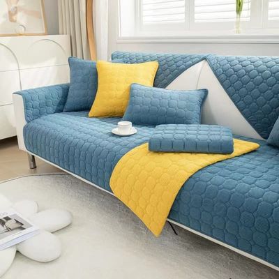 ALABOW Couch Covers Sectional L Shape Sofa Cover Pure Color Dutch Velvet Couch Cover 3 2 4 1 Seater Nordic Modern Sofa Slipcover Quilted Non-Slip Furniture Protector(#16,70x150cm)