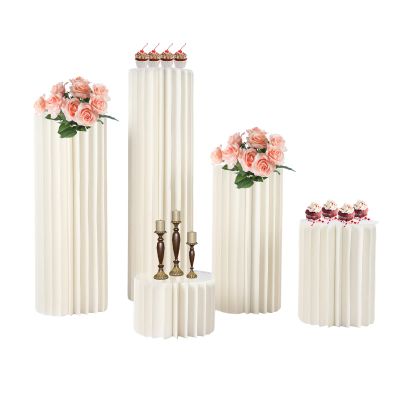 5pcs Cardboard Vase for Centerpieces, Cylinder Flower Stand with Acrylic Plates, Flower Display Stand for Wedding Party Home Decor