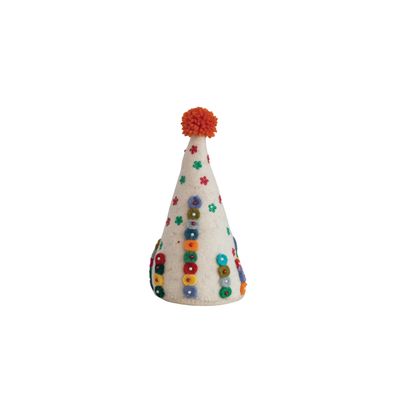 Creative Co-Op 4" Round x 9" H Handmade Wool Felt Tree w/Beads, Embroidery & Pom Poms, Multi Color