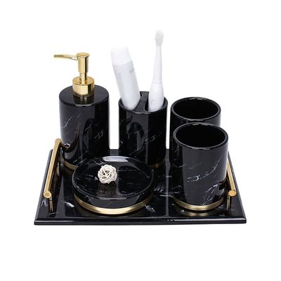 NOBRIM Bathroom Accessory 6-Pieces Ceramic Bathroom Accessories Set Wash Set Dispenser Toothbrush Holder,Toothbrush Cup,Soap Dish,Handle Tray,Bathroom Sets Bathroom Wash Set