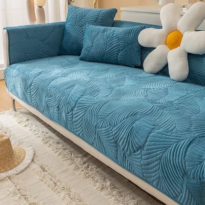 ALABOW Couch Covers Sectional L Shape Sofa Cover Pure Color Dutch Velvet Couch Cover 3 2 4 1 Seater Nordic Modern Sofa Slipcover Quilted Non-Slip Furniture Protector(Kk,90x120cm)