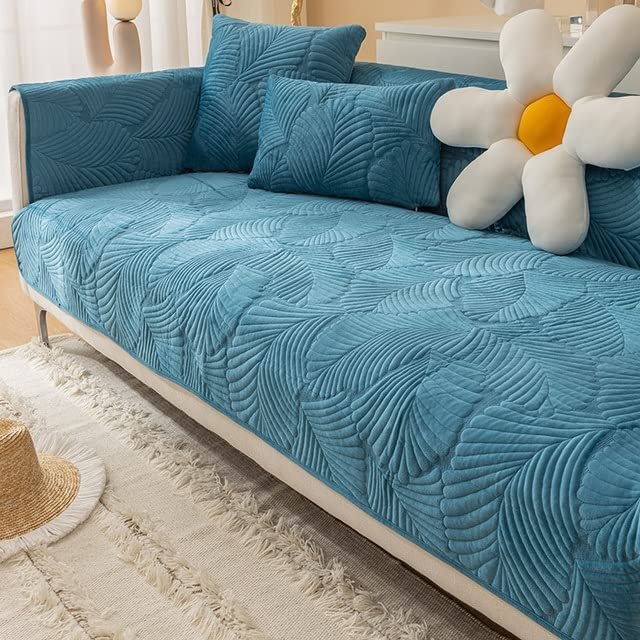 ALABOW Couch Covers Sectional L Shape Sofa Cover Pure Color Dutch Velvet Couch Cover 3 2 4 1 Seater Nordic Modern Sofa Slipcover Quilted Non-Slip Furniture Protector(Kk,90x120cm)