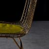 KWOKING Scandinavian Metal Bedroom Side Chair Cross Back Matte Finish Dining Chair Grid Hollow Chair Golden Dining Chair Wrought Iron Creative Chair Dressing Stool Gold with Gray Cushion Set of 2 view 4