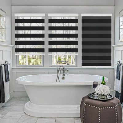 Zebra Blinds,Roller Blinds for Windows,Custom Size Dual Layer Cordless Window Blinds and Shades,Sheer or Privacy Light Control,Day and Night Blinds for Door,Office[Black,14" W x 62" H Customize]