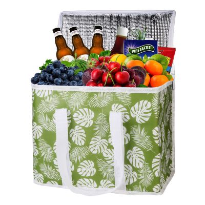 musbus 2-Pack extra Insulated Grocery shopping bag, large Green leaf, kitchen foldable reusable bags groceries,Sturdy zipper,Collapsible,tote,cooler,for transport women,Durable carrier