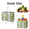 musbus 2-Pack extra Insulated Grocery shopping bag, large Green leaf, kitchen foldable reusable bags groceries,Sturdy zipper,Collapsible,tote,cooler,for transport women,Durable carrier view 3