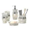 NOBRIM Bathroom Accessory Resin Lace Bathroom 5Piece Bathroom Accessories Set Bathroom Wash Set Soap Dispenser Toothbrush Holder Tumbler & Soap Dish Bathroom Wash Set view 1