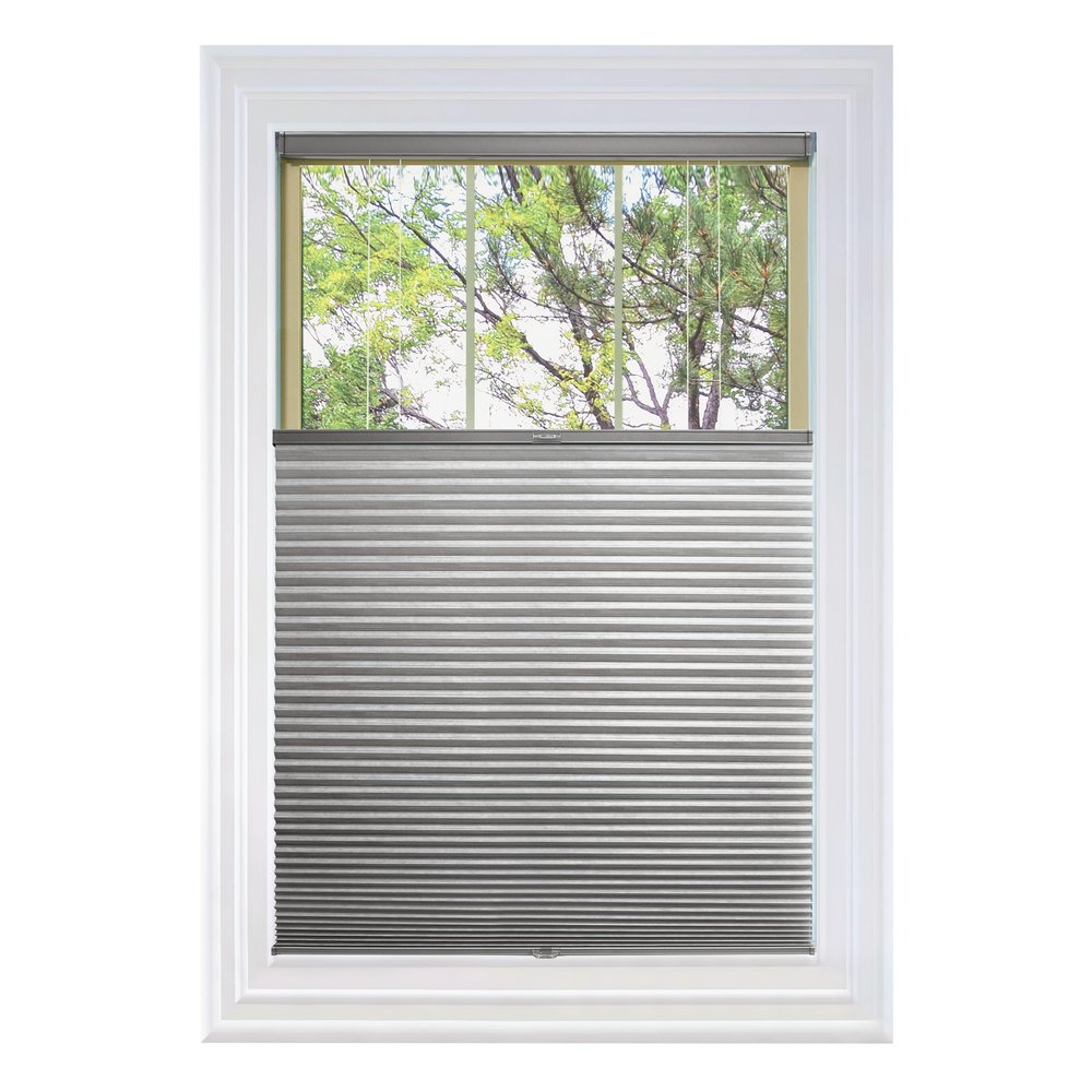 BlindsAvenue Cordless Top Down Bottom Up Cellular Honeycomb Shade, 9/16" Single Cell, Blackout, Designer Print Pebble, Size: 34" W x 72" H