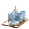 NOBRIM Bathroom Accessory Ceramic Geometric Shaped Bathroom Accessory Set 6-Piece Bathroom Soap Dispenser Pump Toothbrush Holder Tumbler and Soap Dish Tray Bathroom Wash Set view 1