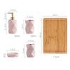 NOBRIM Bathroom Accessory Ceramic Geometric Shaped Bathroom Accessory Set 6-Piece Bathroom Soap Dispenser Pump Toothbrush Holder Tumbler and Soap Dish Tray Bathroom Wash Set view 2