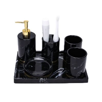 NOBRIM Bathroom Accessory 6-Pieces Ceramic Bathroom Accessories Set Wash Set Dispenser Toothbrush Holder,Toothbrush Cup,Soap Dish,Handle Tray,Bathroom Sets Bathroom Wash Set