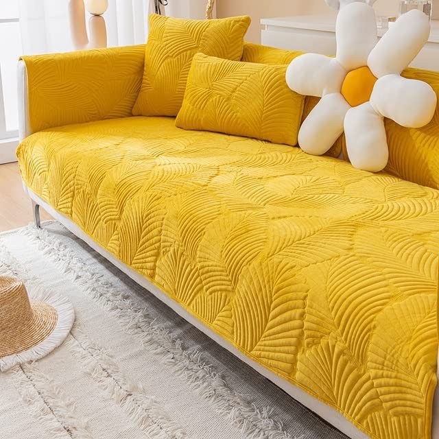 ALABOW Couch Covers Sectional L Shape Sofa Cover Pure Color Dutch Velvet Couch Cover 3 2 4 1 Seater Nordic Modern Sofa Slipcover Quilted Non-Slip Furniture Protector(Ee,70x90cm)