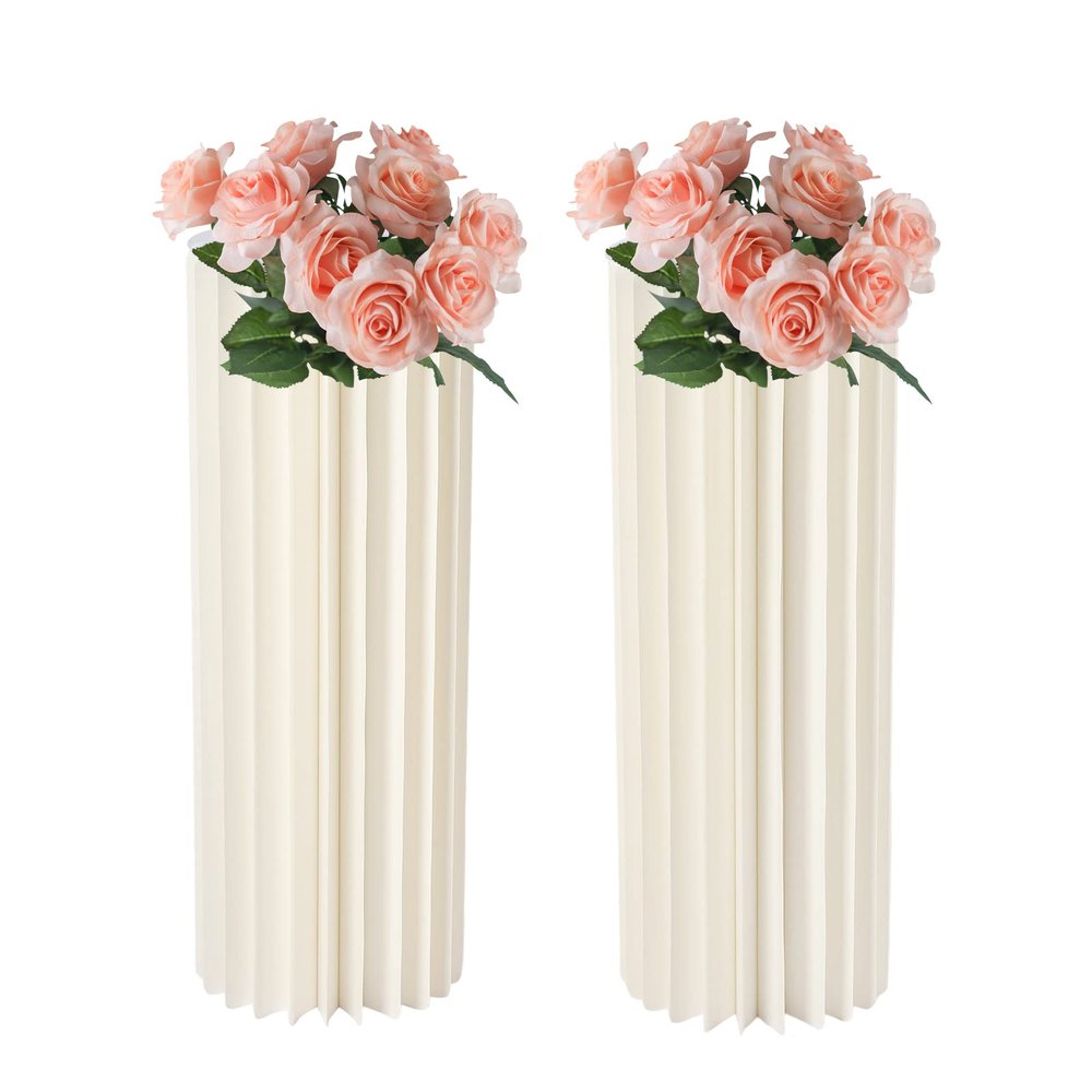 2pcs Cardboard Vase for Centerpieces, Cylinder Flower Stand with Acrylic Plates, Flower Display Stand for Wedding Party Home Decor