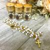 12pcs Our Lady Guadalupe Scented Rosary in Glass Gold Jar Bottle Beads Red Beaded Rosary Crucifix Necklace Virgin Mary Party Favors Recuerdos De Mi Bautizo Baptism Communion (White Gold) view 2