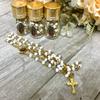 12pcs Our Lady Guadalupe Scented Rosary in Glass Gold Jar Bottle Beads Red Beaded Rosary Crucifix Necklace Virgin Mary Party Favors Recuerdos De Mi Bautizo Baptism Communion (White Gold) view 3