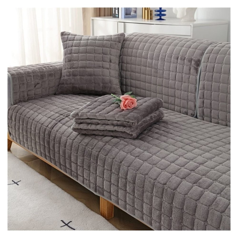 ALABOW Couch Covers Sectional L Shape Sofa Cover Pure Color Dutch Velvet Couch Cover 3 2 4 1 Seater Nordic Modern Sofa Slipcover Quilted Non-Slip Furniture Protector(N,70x180cm)