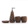 NOBRIM Bathroom Accessory Bathroom Toiletry Set 4-Piece Resin Bathroom Accessories Set 2 Mouthwash Cup Soap Dish Soap Dispenser Set Wash Set Brown Bathroom Wash Set view 1