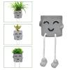 Uguisu 1 Piece Gray Cute Smiley Cement Planter, Small Plant Pot, Indoor Succulent Pot, Fun Planter with Hanging Feet for Living Room, Office, Desk and Bathroom Shelf Decor (Plants Not Included). view 3