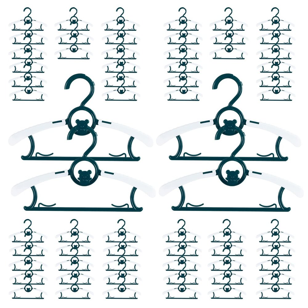 MJRASG Anti-Slip Space Saving Heavy Duty Plastic Baby Hangers, Dark Green, 60 Pieces