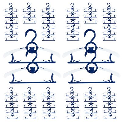 Baby Hangers for Nursery Closet 60 Pack Plastic Kids Clothes Hanger Space Saving Non Slip Extendable Toddler 11-14 Adjustable Hangers Heavy Duty Clothing Infant Hanger Bulk, Deep Blue