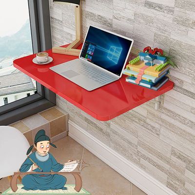 FERFXN Wall-Mounted Drop-Leaf Foldable Table Folding Wall-Mounted Drop-Leaf Table Wall Mounted Table Wall Mounted Folding Table Sturdy Hanging Table Study, Bedroom 50x40cm/20x16in red