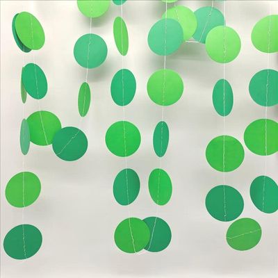 JEYE Green Circle Dots Paper Garland Party Banner Decor Paper Streamer Backdrop Hanging Decorations for Birthday Engagement Wedding Christmas Party Decor, Pack of 2, 26 Feet in Total