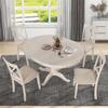 Bellemave 5 Piece Kitchen Dining Table Set,Extendable Table and 4 Upholstered Chairs,Wooden Round Table Set for Dining Room,Dinette,Breakfast Nook (42'' 54'',Antique White) view 1