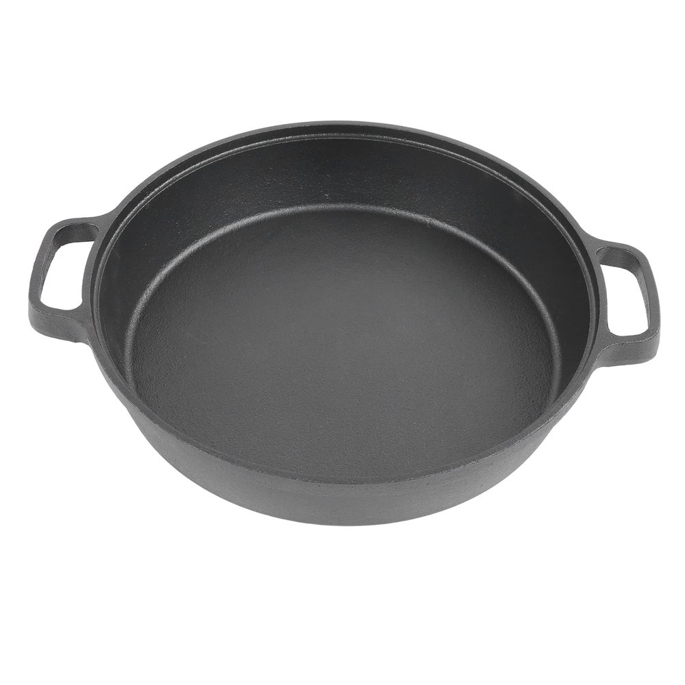 Cast Iron Dutch Oven Pot, Cast Iron Pot Dual Loop Handle 25cm Uncoated Dutch Oven Flat Bottom for Soup Stew
