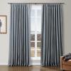 ChadMade Cotton Blend Pinch Pleated Curtain with Privacy Cotton Interlining for Traverse Rod Room Darkening Drapery Denim 84Wx96L Single Curtain Panel, Simon Collection view 1