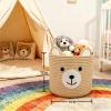 Bear Laundry Baskets Laundry Hamper Storage Baskets with Handles,Decorative Basket for Living room,Woven Storage Basket for Toys Bin Pillows Blankets Clothes (Khaki - Version 2) view 2