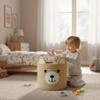 Bear Laundry Baskets Laundry Hamper Storage Baskets with Handles,Decorative Basket for Living room,Woven Storage Basket for Toys Bin Pillows Blankets Clothes (Khaki - Version 2) view 3