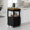 Shintenchi Kitchen Island Cart with Storage,Rolling Kitchen Island Side Table on Wheels with Worktop,Single Door Storage Cabinet and Drawer for Kitchen,Dinning Room, Black view 1