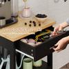Shintenchi Kitchen Island Cart with Storage,Rolling Kitchen Island Side Table on Wheels with Worktop,Single Door Storage Cabinet and Drawer for Kitchen,Dinning Room, Black view 4